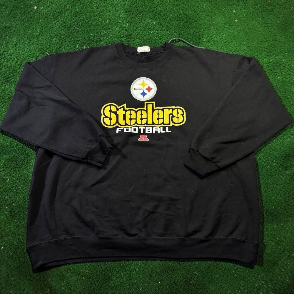 Vintage Pittsburgh Steelers Crewneck Sweatshirt NFL Team Apparel Black XXL
